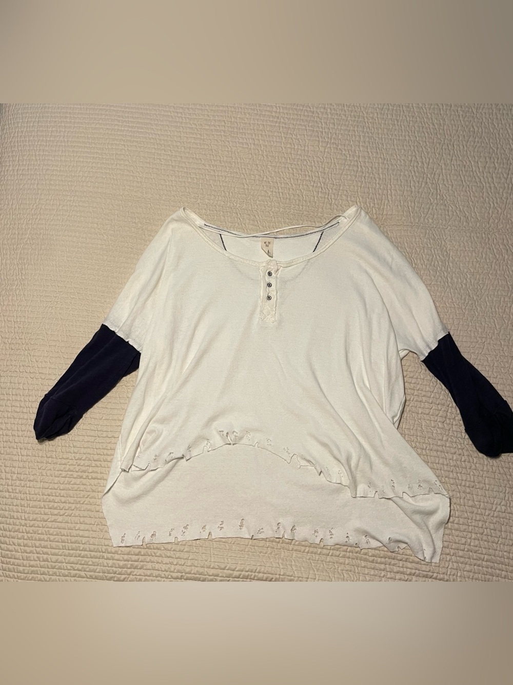 Free people distressed baseball shirt. Size M